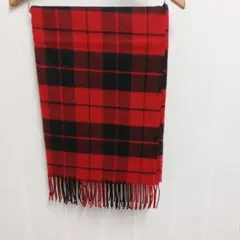 新品未使用おしゃれストール大判レディースマフラーウール混ロング暖かい赤黒チェック