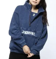 XGIRL ダークブルー ハーフジップパーカー