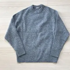 GU ジーユー　ブラッシーニットクルーネックセーター　ブルー　サイズL