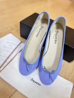 新品 repette レペット レザー フラットシューズ 36 ブルー 箱付き