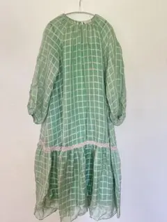 leur logette / シルク フリーティングチェックドレスのサムネイル