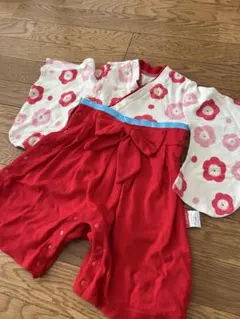 赤と白の花柄着物スタイル　70