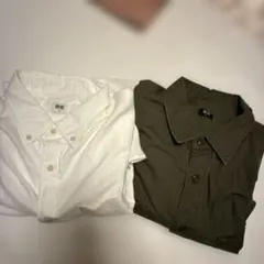 ホワイト・オリーブ 長袖シャツ 2枚セット M ユニクロ