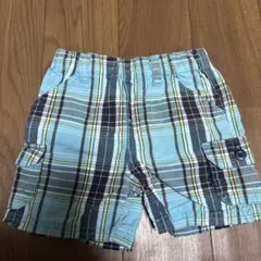 OshKosh 水色 チェック柄 カーゴパンツ 70