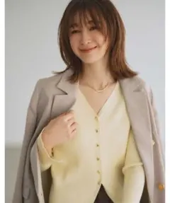 ハートボタンニットカーディガン　イエロー