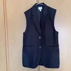 H&M ブラック リネンブレンド ベスト US XS