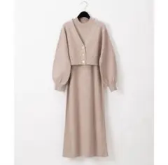 GRACE CONTINENTAL ベージュ ニット ロングワンピース