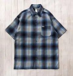キャルトップ/オンブレチェックフランネル半袖シャツ/ビッグシルエット