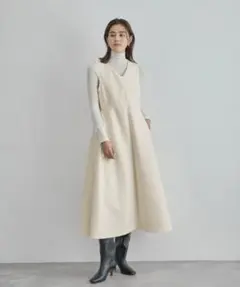 ROPÉ ダブルクロス Vカットジャンパースカート 38 ホワイト 新品 タグ付