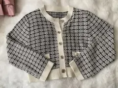 ツイードカーディガン リボン付き