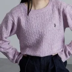 U.S.POLO ASSN. ユーエスポロアッスン　ワンポイント　ケーブルニット