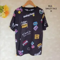 SMILEY FACE Tシャツ【M】半袖 スマイリー スマイル 総柄 美品✨のサムネイル