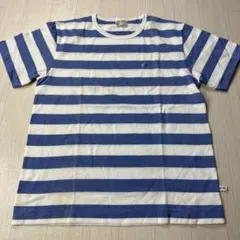 ヴィンテージ　ハンテン　ボーダーTシャツ　シングルステッチ　白x水色のサムネイル