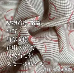夏物着物 ★ 絽織 小紋 唐草文様 正絹 バチ衿 居敷 スモールサイズ y934