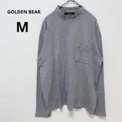 ゴールデンベアー グレー ハイネック 長袖カットソー シンプル 無地 くま刺繍のサムネイル