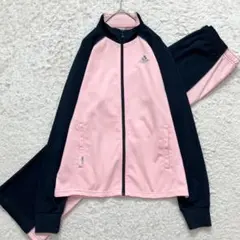 Y2K✨美品✨アディダス ジャージ セットアップ 刺繍ロゴ ピンク 紺 S