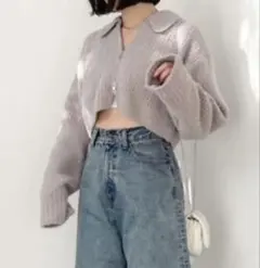 HeatherフルZIPニットカーディガン