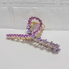 ⭐新品 미사용 ⭐フラワー バンスクリップ パープル ヘアクリップ ヘアアクセサリー