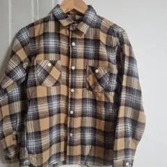 BACK NUMBER チェック柄 長袖シャツ ベージュ