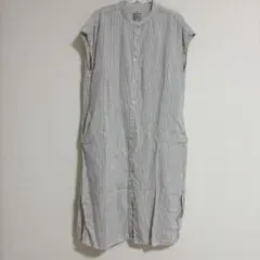 無印　フレンチリネン洗いざらしフレンチスリーブワンピース　M~L