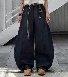 ワイドデニムパンツ バルーンシルエット
