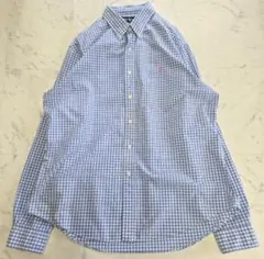 【ラルフローレン】水色×白 ギンガムチェックシャツ　XL