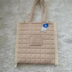 ポケットユニバーサル キルティングトートバッグ ベージュ