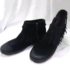 UGG アグ ショートブーツ スエード フリンジ ブラック 23cm