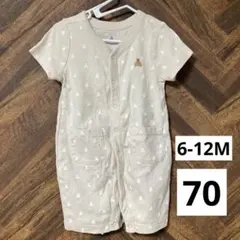 GAP ベージュ クマ刺繍 ロンパース カバーオール くま 70 6-12M