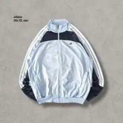 00s古着アディダスadidasトラックジャケット刺繍ロゴサックスブルージャージ