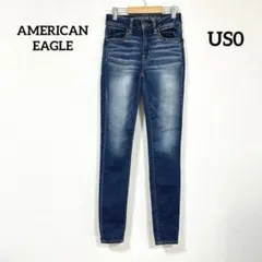 AMERICAN EAGLE スキニーデニム ダークブルー 細身 ダメージ加工