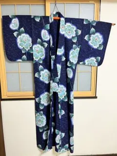 紺色 花柄 浴衣