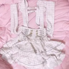 リズリサ はしごリボンギンガムティアードスカパン ピンク