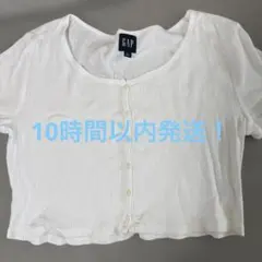 GAP リブ編み クロップドTシャツ L ホワイト