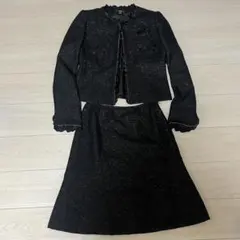 PLATA ブラック スカートスーツ ラメ フォーマル セットアップ 卒業式 L