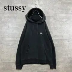 Stüssy ステューシー ワンポイント刺繍ロゴ パーカー ブラック L