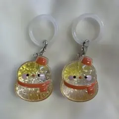 雪だるま スノーマン めじるしチャーム オレンジ　2個セット
