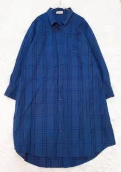 サマンサモスモス シャツワンピース チェック ロング丈 長袖 綿100 ゆったり