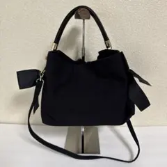 【美品】STRAWBERRY-FIELDS リボン付きブラック2way バッグ