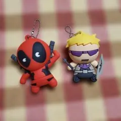 MARVEL デッドプール ホークアイ ラバーキーホルダー 2点セット
