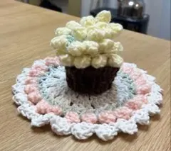 2個セットフラワーブーケ ブランケット 18/20cm｜立体ローズ 手編み