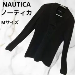 さN020 NAUTICA ノーティカ Vネック　ニット　セーター M 黒 長袖