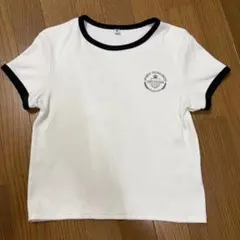リンガーTシャツ ホワイト ブラック ロゴ
