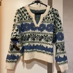 niko and ... 多色使い Vネックニット M
