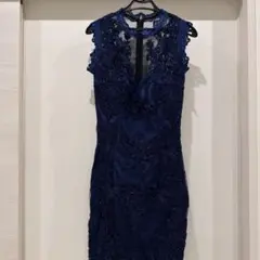 総レース　膝丈ドレス