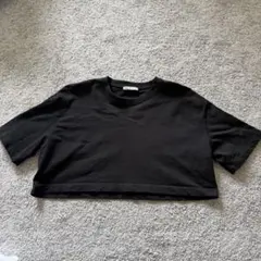 【美品】ZARA 黒 クロップドTシャツ 半袖　ブラック