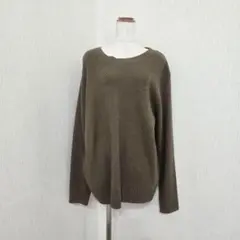 セブンデイズサンデイ【L】長袖　プルオーバーニット　カーキ系　無地　シンプル