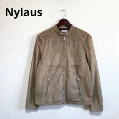 Nylaus スエード調ライダースジャケット フルジップ ベージュ L