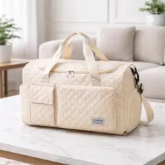 ボストンバッグ やわらか素材　ベージュ