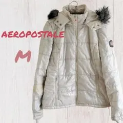AEROPOSTALE ファーつきフードダウンジャケット Mサイズ ホワイト